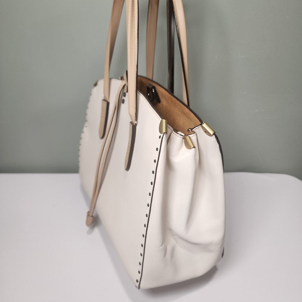 Coach 29256 Cooper Carryall Rivets Chalk Beechwood Glovetanned Leather - Picture 4 of 12